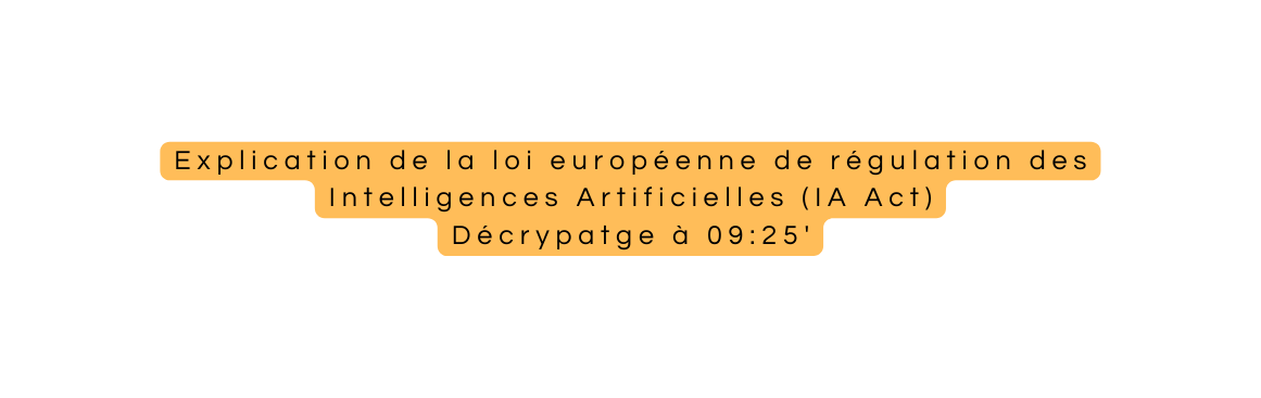 Explication de la loi européenne de régulation des Intelligences Artificielles IA Act Décrypatge à 09 25